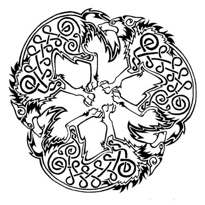 Celtic Wolves Design Water Transfer Temporary Tattoo(fake Tattoo) Stickers NO.11700